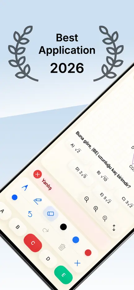 Soru üzerine çizim araçlarıyla geometri sorusu çözme ekranı