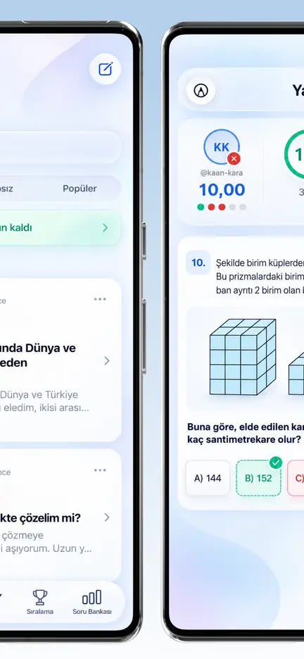Soru Çöz listesi: yeni, cevapsız ve popüler soru sekmeleri